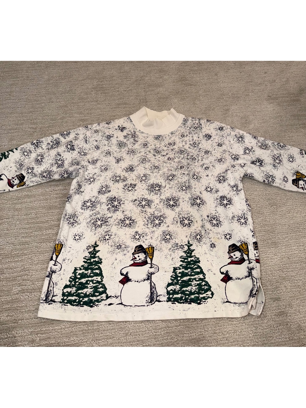 JH Collectibles Women Snowman Winter Print Mock Neck Sweater